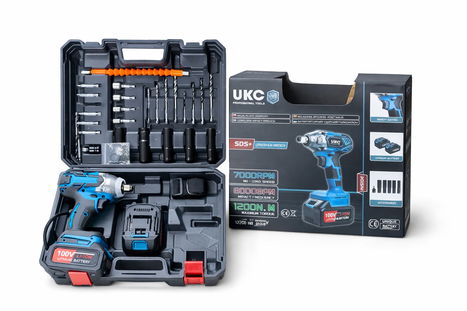 Akku-Säbelsäge 48V im Koffer-Set mit Ladegerät und Sägeblättern